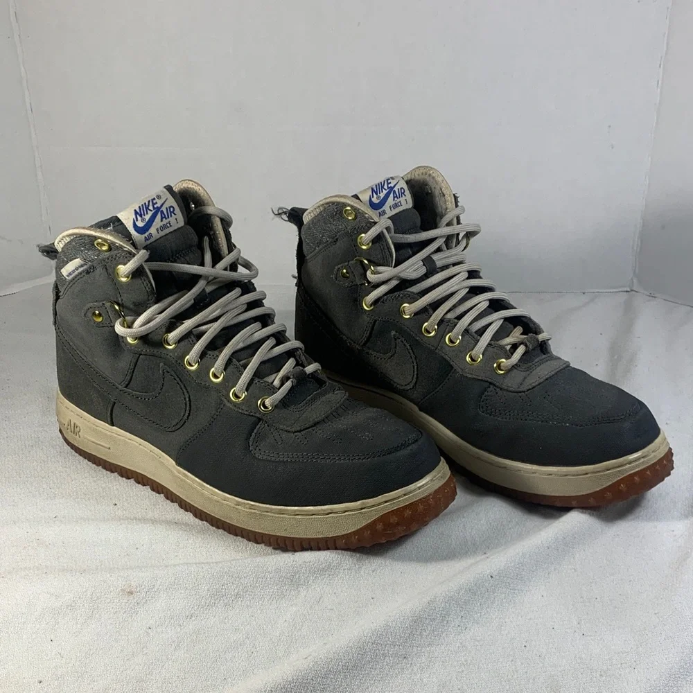 Men’s Nike Air Force 1 Gray and Cream High-Top Waterproof Sneakers